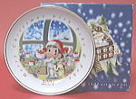 不二家「ペコちゃん＆ポコちゃん」2001年クリスマスプレート（サンタの国のケーキ工房）